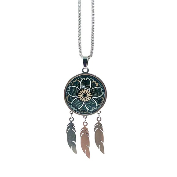 Dreamy Daisy Feather Dreamcatcher Necklace - Picture 11 of 11